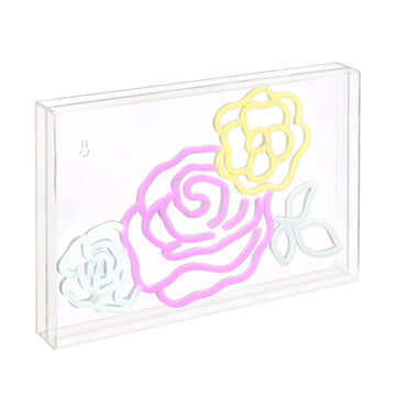 Crowd Of Roses Contemporary Glam Acrylic Box USB Operated LED Neon Light - JONATHAN Y